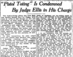 Pistol Toting is Condemned by Judge Ellis in His Charge