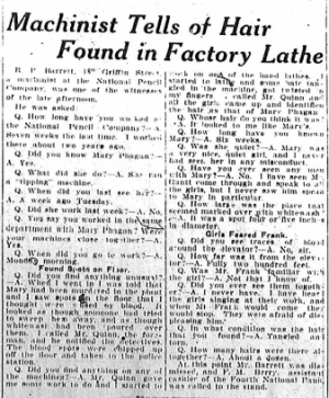Machinist Tells of Hair Found in Factory Lathe