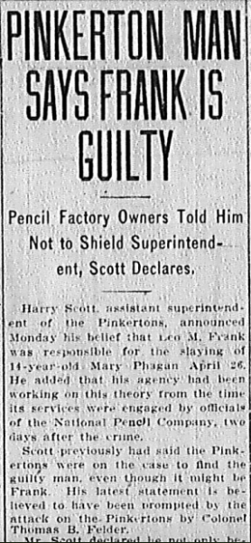 Pinkerton Man Says Frank Guilty